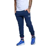 Pantalón de jogging azul marino con cintura elástica ajustable, bolsillos laterales con cierre y logo del Club Nacional de Football estampado en la pierna izquierda.