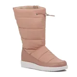 Bota de caña media color rosa, con diseño acolchado y ajuste con cordón elástico.