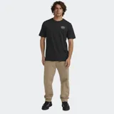 Remera negra de algodón de corte clásico con cuello redondo y logo estampado en el pecho.