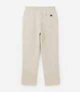 Pantalón de corte recto confeccionado en tejido de algodón y poliéster, con cintura elástica ajustable mediante lazo y bolsillos laterales.