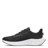 Championes de running Under Armour Ascend, color negro con suela blanca. Diseño en tejido de malla transpirable y detalles sintéticos, con cordones y logo de la marca en la lengüeta y el talón.