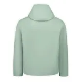 Chaqueta impermeable de hombre con capucha ajustable, cierre frontal y bolsillos laterales con cierre. Presenta un diseño funcional con puños ajustables con velcro y tecnología resistente al agua y al viento.