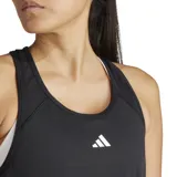 Musculosa deportiva Adidas Essentials Minimal negra con logo blanco estampado en el pecho y espalda racer-back.