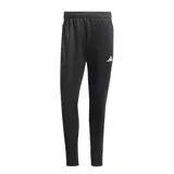 Pantalón deportivo Adidas Tiro 25 Essentials para hombre, color negro con tres tiras blancas a los costados y logo de la marca en blanco.