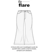 Pantalón de jean modelo flare, de tiro alto, con cierre frontal de botones a la vista y bolsillos funcionales.