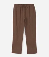 Pantalón de pijama de franela de algodón con diseño de micropurpura y cuadros, cintura elástica con cordón ajustable y corte recto.