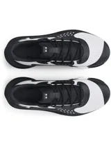 Championes de básquetbol Under Armour modelo Jet 23, con diseño bicolor en blanco y negro. Presentan una parte superior de materiales mixtos para mayor soporte y transpirabilidad, entresuela Micro G® para amortiguación y suela de goma con patrón de tracción anatómico.