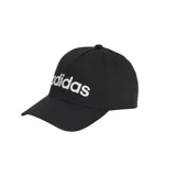 Gorra Adidas negra con logo blanco bordado en el frente.