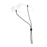 Sujeta lentes verde oliva de cordón trenzado, con topes de goma negra para sujetar a las patillas de los lentes.