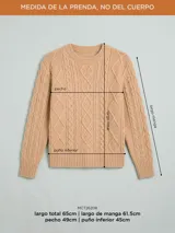 Sweater de tejido de punto con diseño de ochos, cuello redondo y mangas largas con puños acanalados.