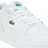 Championes Lacoste modelo Courtcage, de diseño urbano y deportivo en color blanco. Presentan el icónico logo del cocodrilo bordado en el lateral, cierre con cordones y suela de goma resistente.