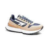 Championes Hi-Tec Dam Men, color beige con detalles en azul y blanco.