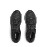 Championes de trail running Merrell modelo Nova 4, color negro con entresuela gris. Presentan diseño de malla transpirable, refuerzos sintéticos en puntera y talón, y tecnología FlexConnect en la suela para mayor flexibilidad y tracción.