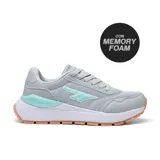 Championes Hi-Tec Itati color gris con detalles en verde agua y suela marrón.