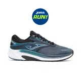 Championes deportivos Joma modelo Running Active Men 2630, en tonos azul y gris con suela blanca y negra. Diseñados para running y entrenamiento, con capellada de malla transpirable y entresuela de phylon amortiguadora.