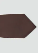 Corbata marrón de diseño clásico y largo tradicional, confeccionada en poliéster con acabado liso.