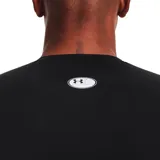 Remera deportiva de compresión Under Armour Heatgear Armour, color blanco, de manga corta y cuello redondo con logo de la marca impreso en el pecho.