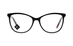 Armazón de lentes Donna 0104/53 col 9 Grey, de acetato color negro con forma cat-eye y detalles estampados en las patillas.