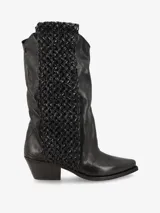 Bota de Cuero con Tramado