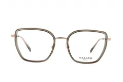Armazón para lentes de receta Azzaro modelo 30421, color gris con detalles dorados, de forma irregular con bordes redondeados.