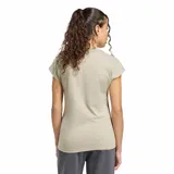 Remera de algodón color beige con cuello redondo, mangas cortas y logo de la marca estampado en el centro del pecho.