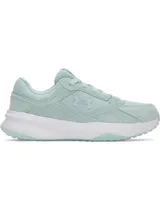Championes Under Armour UA W Edge Suede color menta con entresuela blanca. Cuentan con capellada de malla transpirable, revestimientos de gamuza y tecnología Charged Cushioning en la suela.