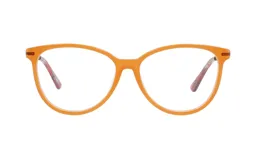 Armazón para lentes Demenego, modelo 142/54 col HO, de acetato color naranja, con forma de ojo de gato.