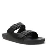 Sandalias de hombre color marrón oscuro, estilo 'dos hebillas', con tiras anchas ajustables mediante hebillas negras y suela gruesa de goma.