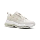 Championes Hi-Tec plateados con detalles en blanco y suela con cámara de aire.