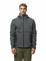 Campera de neopreno con interior de polar, diseño funcional con capucha ajustable, cierre frontal, bolsillos laterales con cierre y puños con ajuste de velcro.