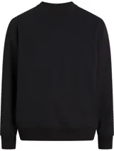 Buzo negro de poliéster con cuello redondo, puños y dobladillo con punto canalé, corte relaxed y cinta decorativa con el logo de la marca en los laterales.