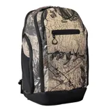Mochila Rip Curl modelo F-Light Searcher de 45 litros, con estampado de camuflaje y base reforzada en color negro. Cuenta con múltiples compartimentos con cierre y diseño ergonómico.