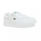 Championes Lacoste modelo Courtcage, de diseño urbano y deportivo en color blanco. Presentan el icónico logo del cocodrilo bordado en el lateral, cierre con cordones y suela de goma resistente.