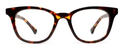 Armazón para lentes de receta con diseño ojo de gato, color carey. Fabricado en acetato con núcleo de metal plateado en las patillas y patillas antideslizantes.