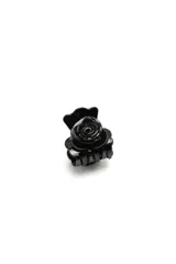 Broche para el pelo con diseño de rosa en relieve, color negro brillante.