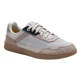 Zapatillas Caterpillar Pause Retro Leather color gris con detalles en marrón y negro. Confeccionadas en gamuza y lona, con forro de malla de nylon y suela de goma. Diseño minimalista de estilo retro.