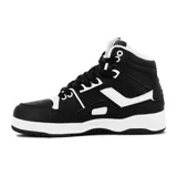 Championes de corte medio Pony modelo M100 II, con diseño bicolor en negro y blanco. Presentan una estructura robusta con perforaciones laterales, cordones gruesos y suela de goma con relieve.