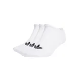 Pack de tres pares de medias Adidas invisibles, color blanco con logo Trefoil negro.