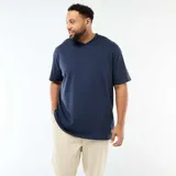 Camiseta de manga corta azul marino con cuello en V.
