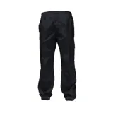 Pantalón cargo negro de tejido ligero con cintura elástica y bolsillos laterales con solapa.