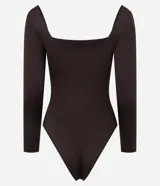 Body de manga larga Blue Steel confeccionado en microfibra de poliamida y elastano. Presenta un diseño ajustado al cuerpo con escote cuadrado y cierre inferior mediante botones de presión.