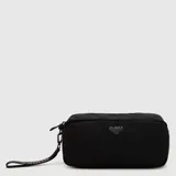 Cartuchera rectangular Bubba de color negro, con cierre superior y correa de mano lateral con el logo de la marca estampado.