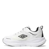 Championes urbanos Umbro modelo Dash, color blanco con detalles en negro. Presentan un diseño moderno con entresuela voluminosa para mayor amortiguación y suela de goma resistente. Incluyen el logo de la marca en el lateral y la lengüeta.