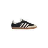 Championes Adidas modelo Samba OG, color negro con detalles en blanco y suela de goma marrón.