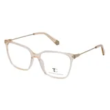 Armazón de anteojos Teresa Calandra modelo C36Z, con marco de acetato translúcido en color salmón y patillas metálicas delgadas en tono dorado.