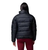 Campera puffer Columbia modelo Pike Lake, color negro, con tecnología termorreflectante Omni-Heat y tejido repelente Omni-Shield. Presenta cierre frontal bidireccional, cuello alto con protección de barbilla, bolsillos laterales con cierre y puños elásticos.