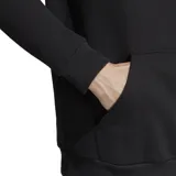 Canguro negro Adidas con capucha y logo Trefoil blanco estampado en el pecho.