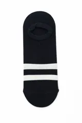 Pack de dos pares de medias invisibles cortas, una en color negro con dos líneas blancas en el empeine y otra en color blanco con dos líneas negras.