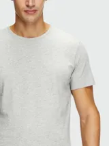 Remera de cuello redondo y manga corta, confeccionada en algodón gris melange con ajuste clásico.