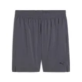Short deportivo Puma color gris topo, con cintura elástica con cordón interno, bolsillos laterales y pequeño logo de la marca estampado en contraste en el borde inferior.